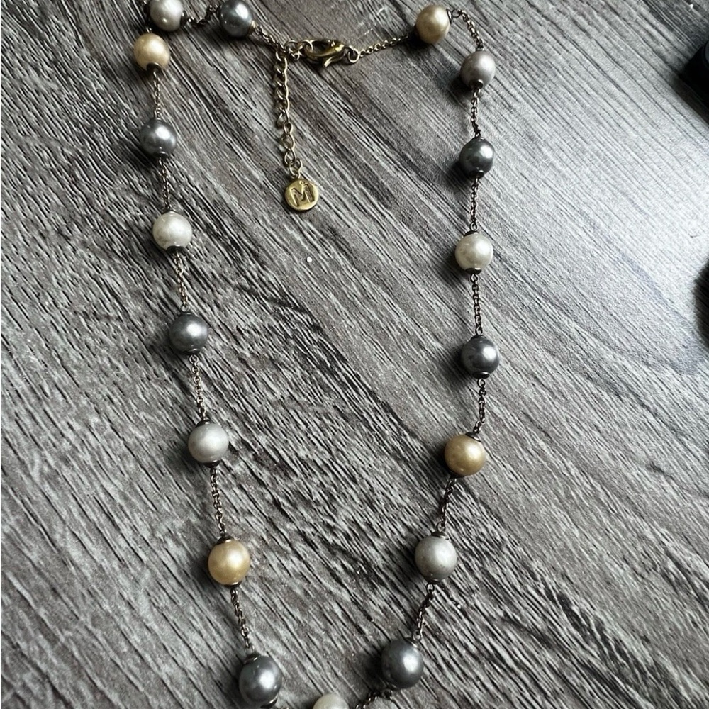 Elegant Majorica 1890 multi-Color Pearl Beaded Necklace 925 with gold plate - Picture 2 of 11